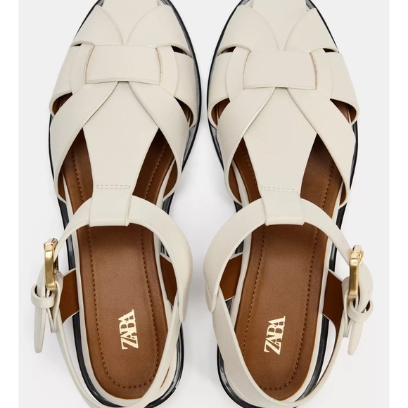Zara Women's Cream Strappy Sandals - Picture 1 of 5